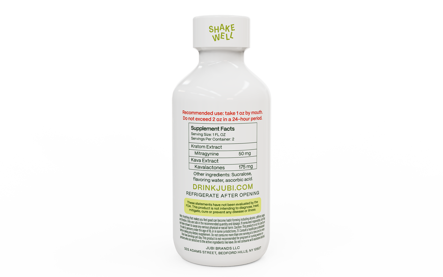 Jubi white bottle with supplement facts.