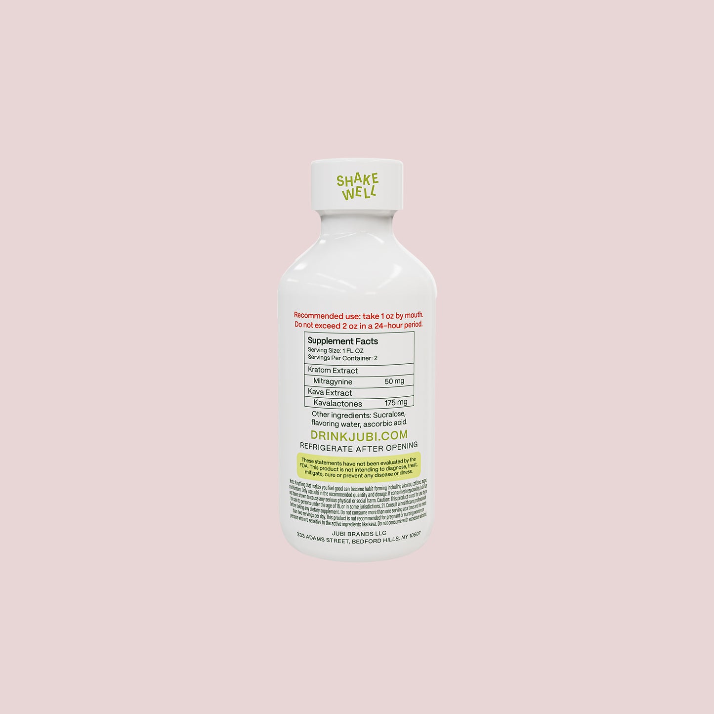 Supplement facts on back of Jubi bottle.
