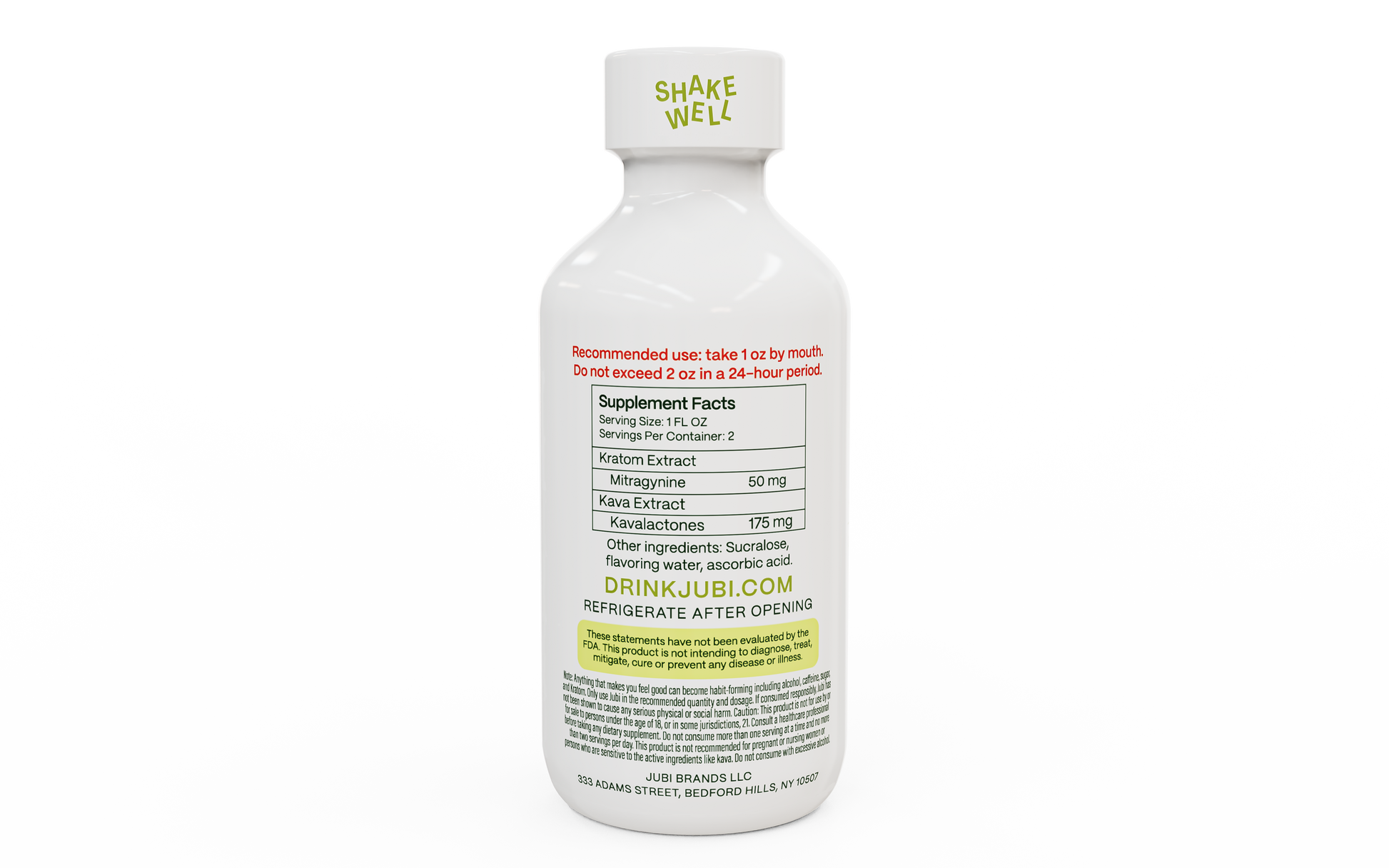 Jubi white bottle with supplement facts.