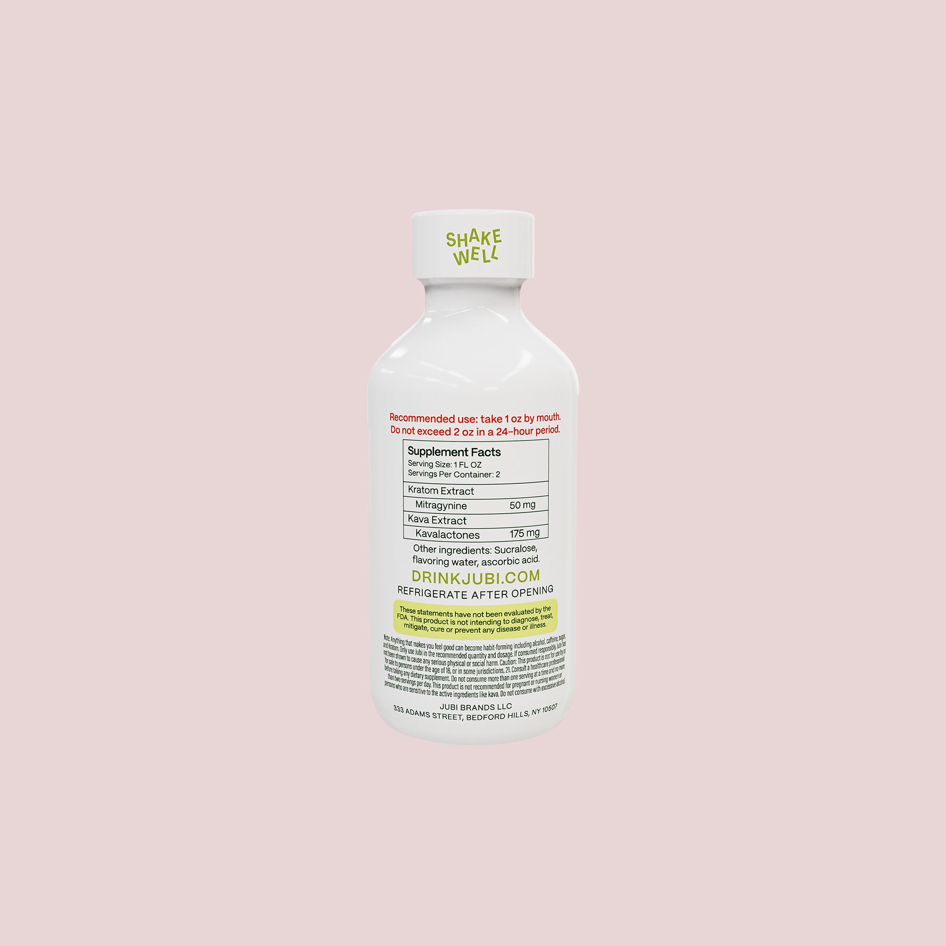 Supplement facts on back of Jubi bottle.